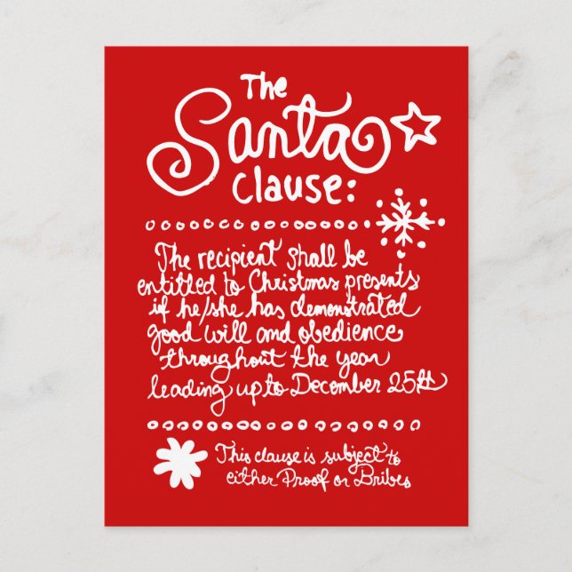The SANTA Clause Red Holiday Postcard (Front)