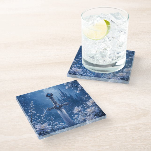 The Sapphire Oath Glass Coaster (Angled)