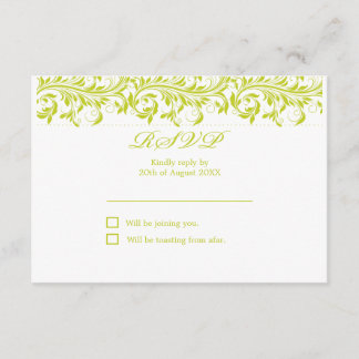 The Sarah Jane lime green and white wedding RSVP Card