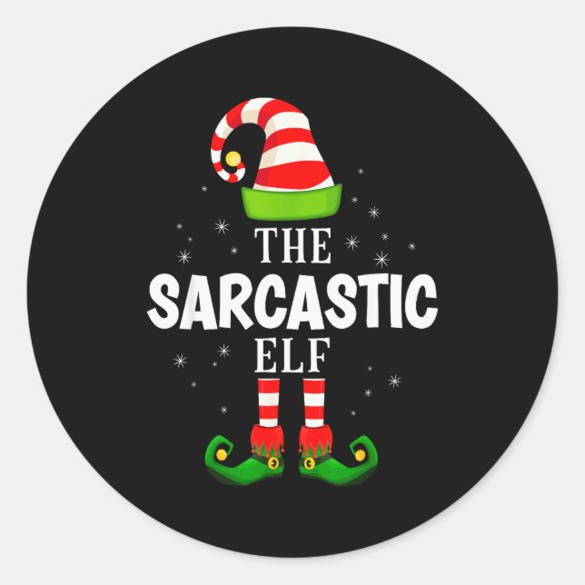 The Sarcastic Elf Christmas Pjs Matching Pajama  Classic Round Sticker (Front)