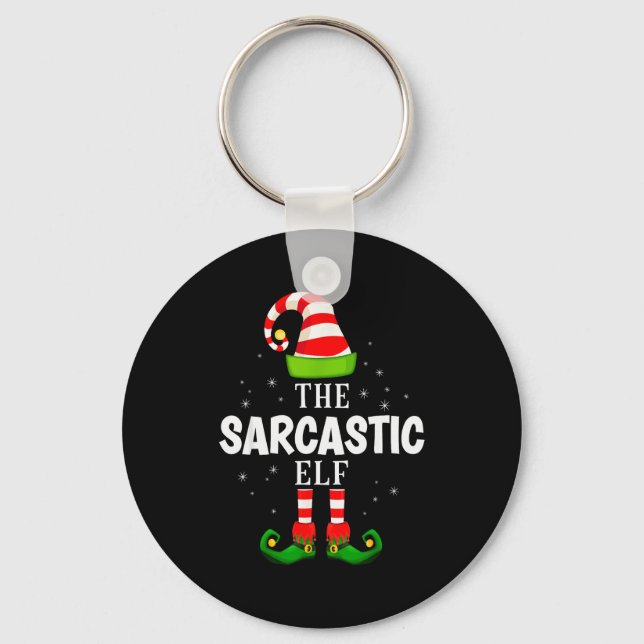 The Sarcastic Elf Christmas Pjs Matching Pajama  Key Ring (Front)