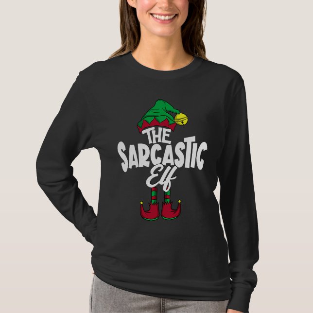 The SARCASTIC Elf Family Group Matching PJ Christm T-Shirt (Front)