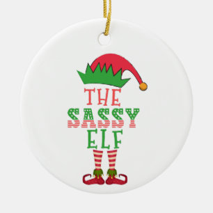 The Sassy Elf Christmas Family Matching Pajama Ceramic Tree Decoration