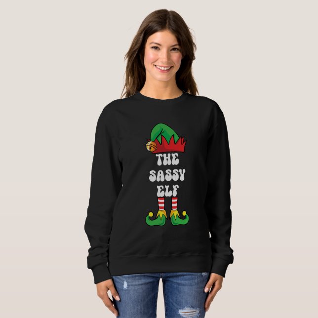The Sassy Elf, Ugly Christmas Sweater, Funny,  Sweatshirt (Front Full)