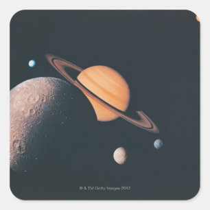 The Saturnian System Square Sticker