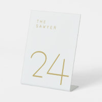 The Sawyer 24 Gold and White Table Number