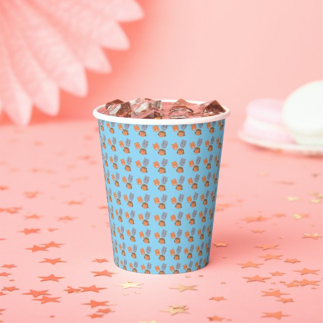 The Sbuirrels Floating Heads Pattern Paper Cups (Insitu)