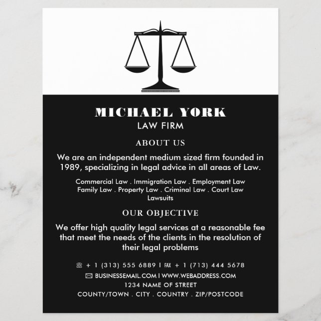 The Scales of Justice, Legal Services Advertising Flyer (Front)
