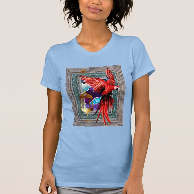 The Scarlet Macaw And The Hermit - Parrot Tarot T-Shirt (Front)