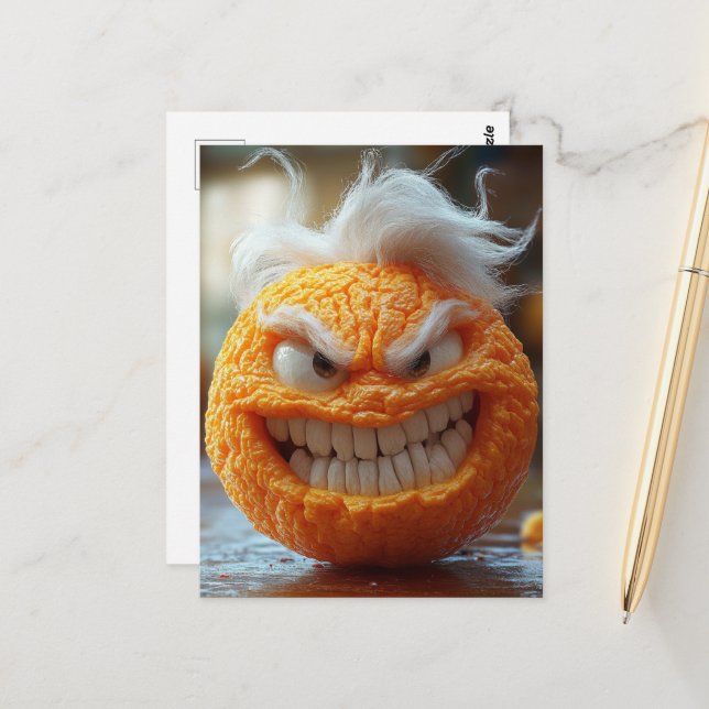 The Scary Angry Orange Postcard (Front/Back In Situ)