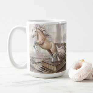 The Scholar Horse Leaping from a Book Coffee Mug