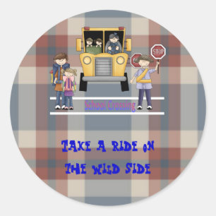 The School Crossing Classic Round Sticker
