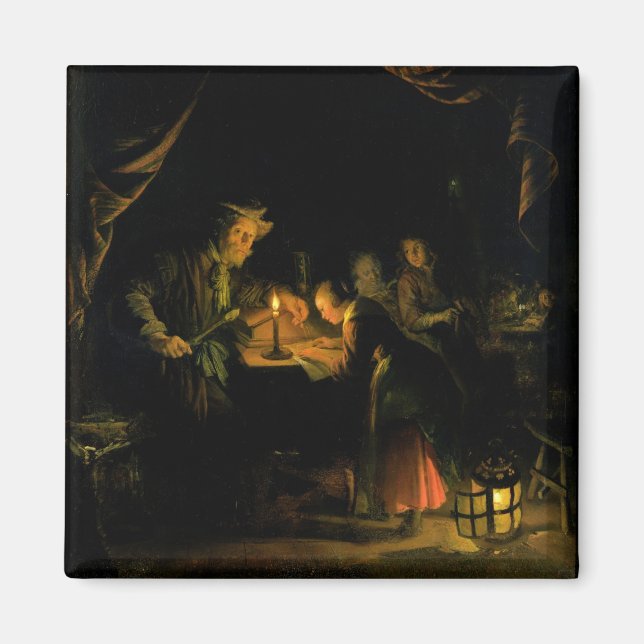 The School Master, 1660-65 (oil on panel) Magnet (Front)