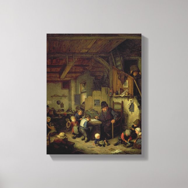 The School Master, c.1662 (oil on panel) Canvas Print (Front)