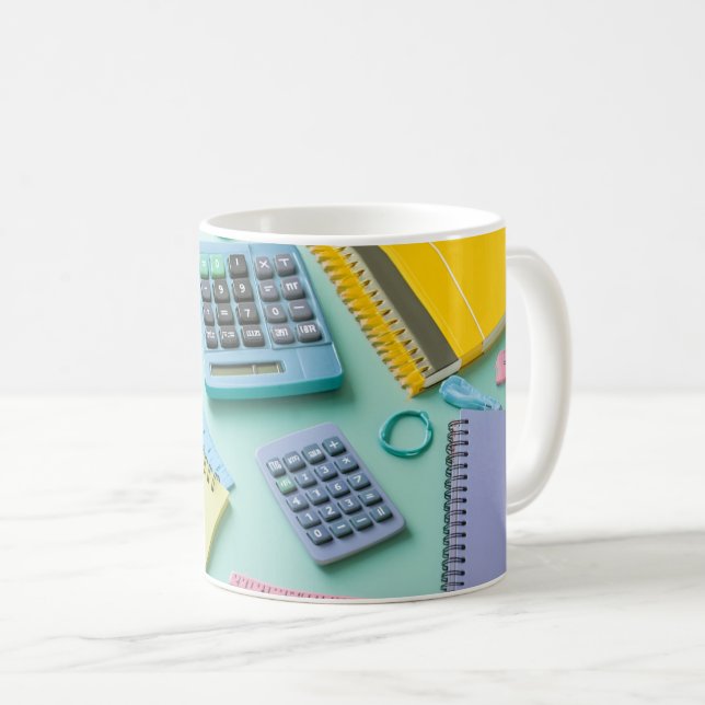 The school supply set includes pastel-coloured  coffee mug (Front Right)