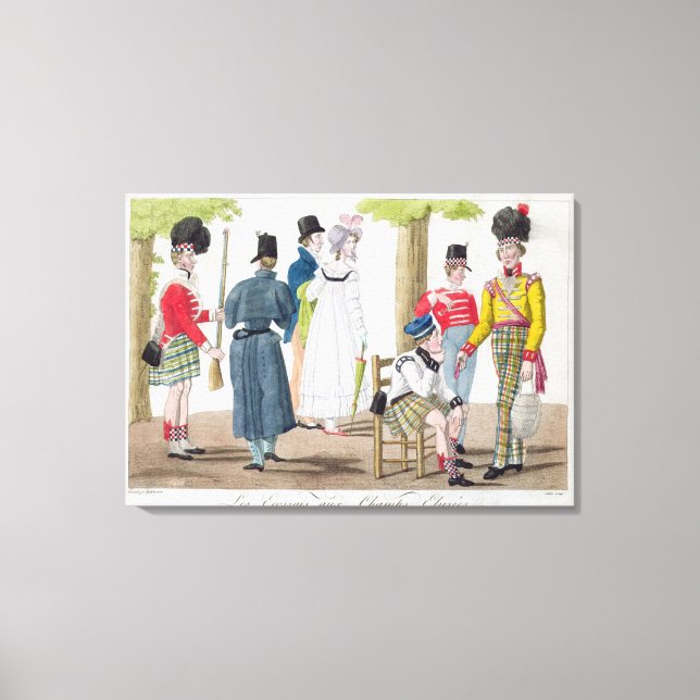The Scottish on the Champs Elysees, engraved by Ju Canvas Print (Front)