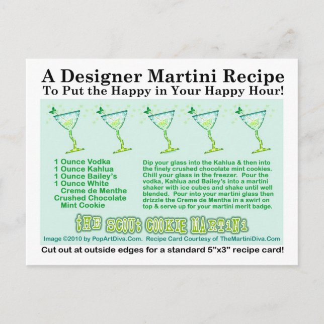 The Scout Cookie Martini Recipe Card Postcard (Front)