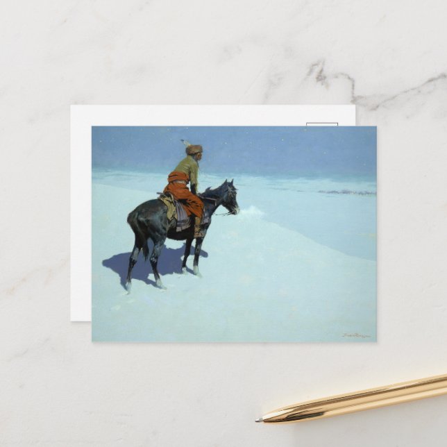 The Scout, Friends or Foes by Frederic Remington  Holiday Postcard (Front/Back In Situ)