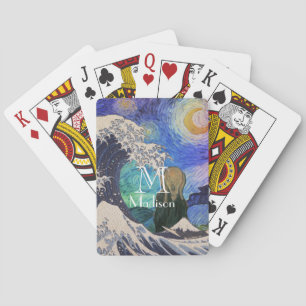 The Scream at The Great Wave Starry Night Playing Cards