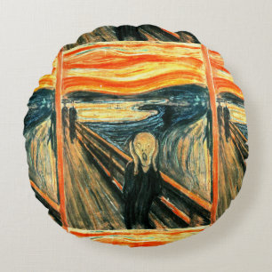 The Scream by Edvard Munch Round Cushion