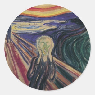 The Scream by Edvard Munch, Vintage Expressionism Classic Round Sticker