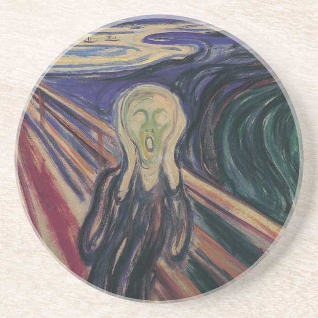 The Scream by Edvard Munch, Vintage Expressionism Coaster (Front)