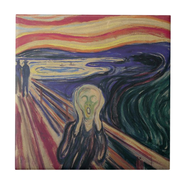 The Scream by Edvard Munch, Vintage Expressionism Tile (Front)