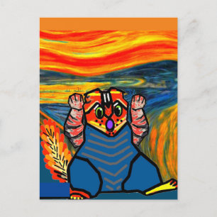 The Scream by Munch, Cat Art Parody  Postcard