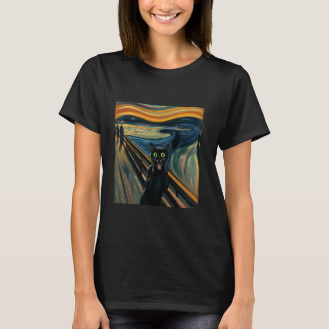 The Scream Cat Munch Expressionism Artsy T-Shirt (Front)