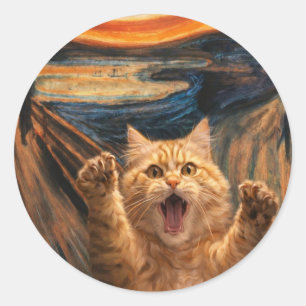 The Scream Cat Parody Art                          Classic Round Sticker