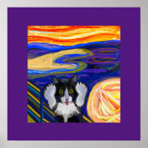 The Scream, Cat Parody, Faux Wrapped Canvas Print