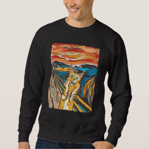 The Scream Cat Parody Funny Cat Parody Art Paintin Sweatshirt