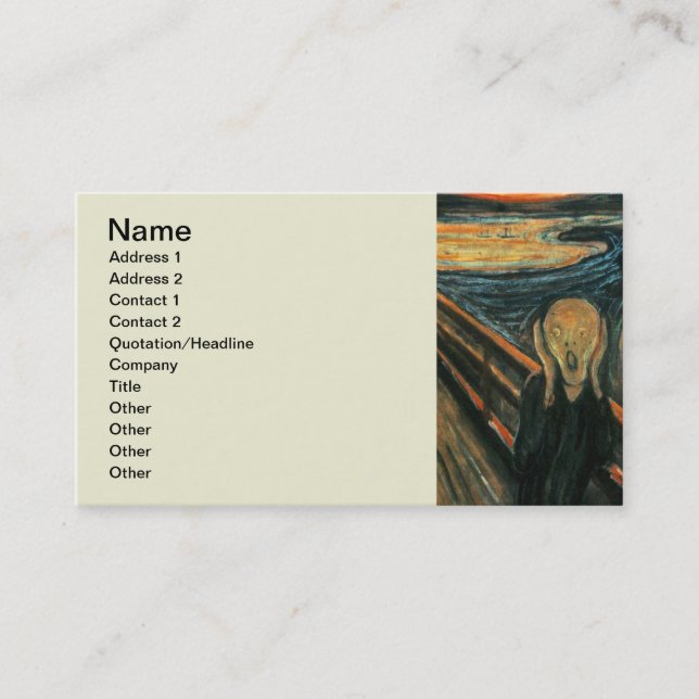 The Scream Edvard Munch Modern Expressionist Art Business Card (Front)