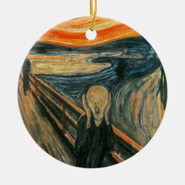 The Scream Edvard Munch Modern Expressionist Art Ceramic Tree Decoration (Front)