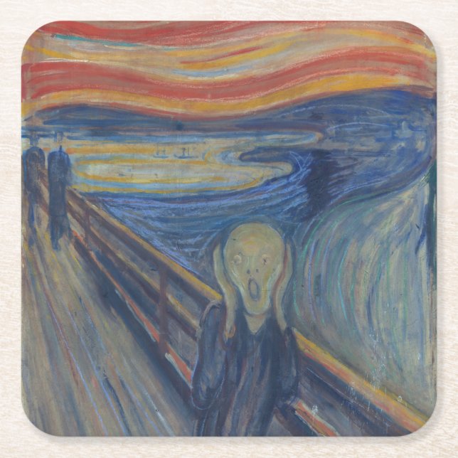 The Scream, Edvard Munch Square Paper Coaster (Front)