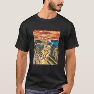 The Scream Famous Painting with Cat T Shirt