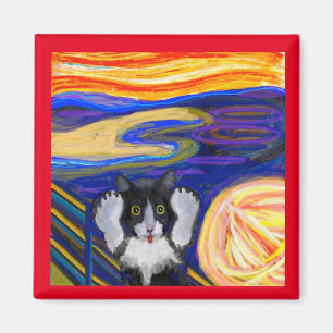 The Scream, FIne Art by Munch, Parody Cat Art Magnet