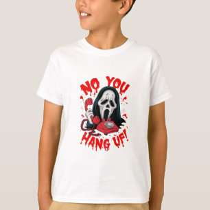 the _Scream_ franchise holding a redtelephone T-Shirt