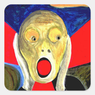 The Scream Inspired Painting Square Sticker