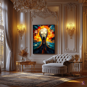 The Scream Stained Glass Mosaic Artwork Canvas Print