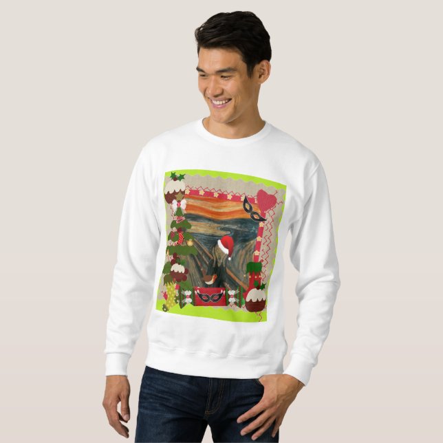 the scream ugly christmas mens sweatshirt (Front Full)