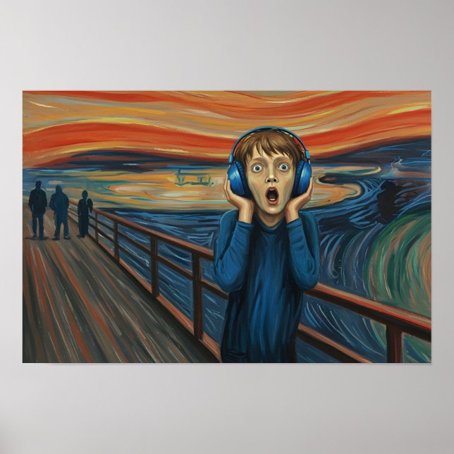 The Scream with Blue Headphones Autism Neurodivers Poster (Front)
