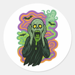 The Scream – Zombie Cartoon Classic Round Sticker