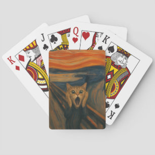 The Screaming Cat Parody Classic Art Funny Playing Cards