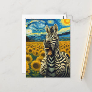 The screaming Zebra Faux Van Gogh Postcard