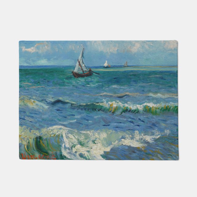 The Sea at Les Saintes Maries de la Mer | Van Gogh Doormat (Front)