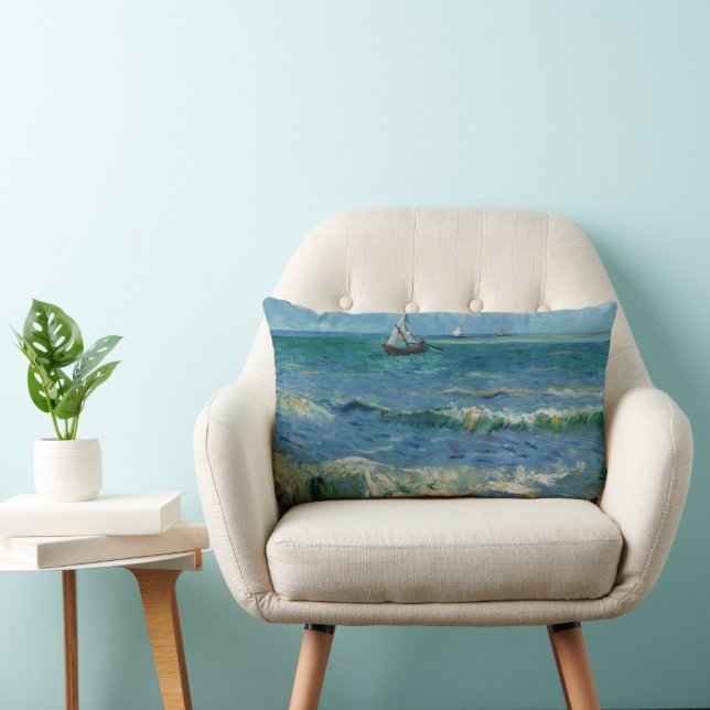 The Sea at Les Saintes Maries de la Mer | Van Gogh Lumbar Cushion (Chair)