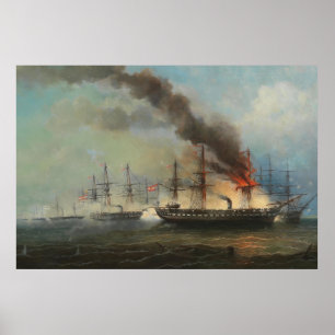 The sea battle at Helgoland on 9 May 1864 Poster