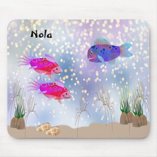 The Sea Cute Fish & Plants Mouse Pad (Front)