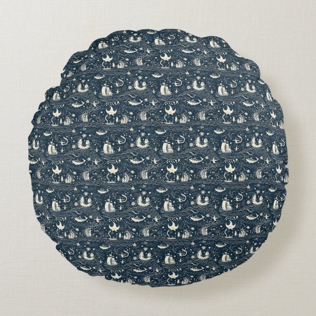 The Sea Never Fights Against The Storm Round Cushion (Front)